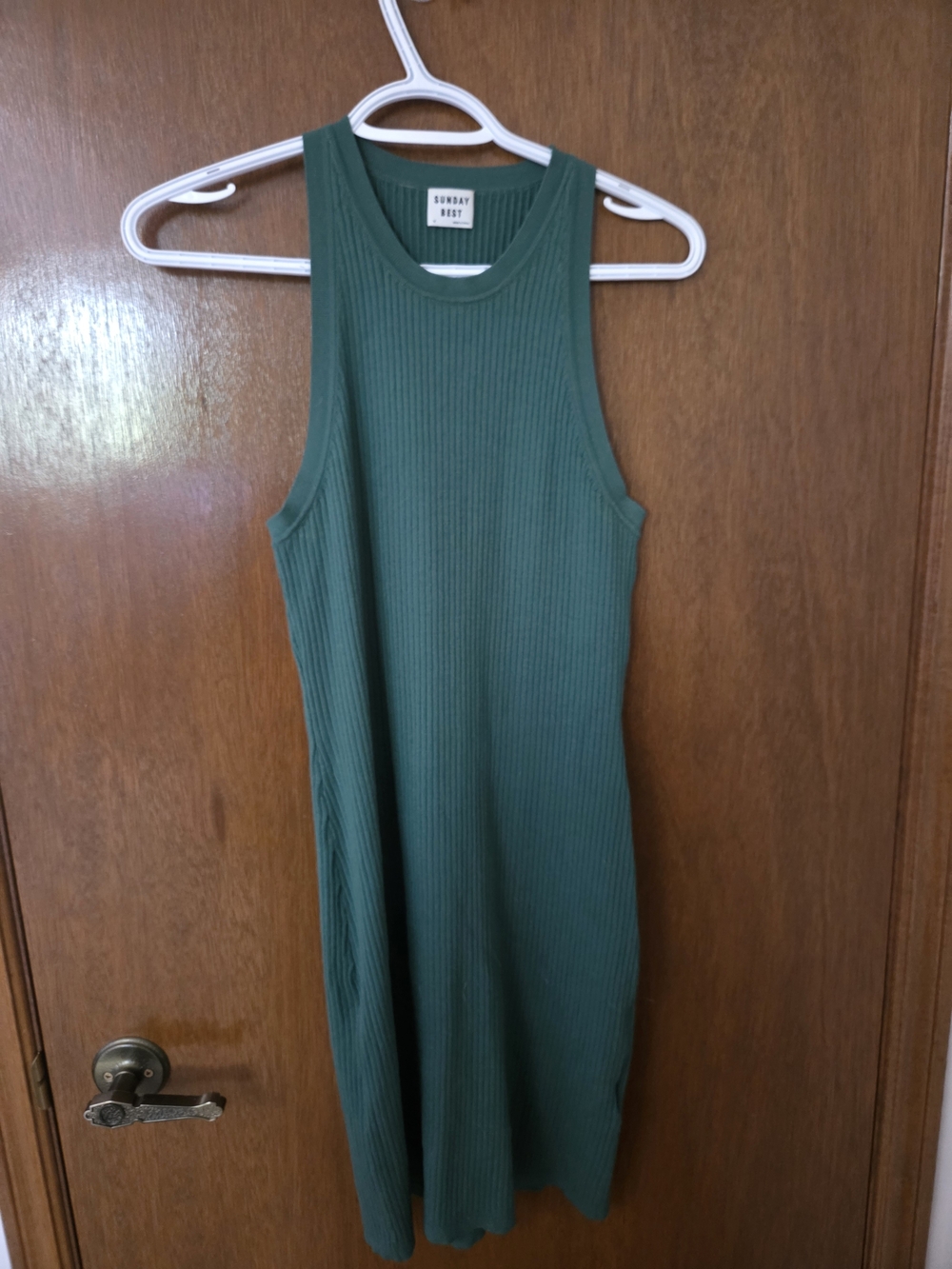 Sunday Best Teal Ribbed Tank Midi Dress
